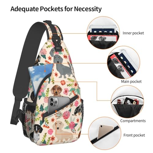 HAHAFU Umhängetasche mit Hundemotiv für Damen und Herren, bedruckt, leicht, bequem, Polyester, Reisen, Outdoor, Crossbody-Tasche, Schwarz , Einheitsgröße
