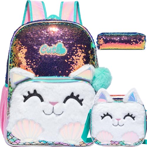 HTgroce Mochila Niña Gatos Mochila Niña Escuela Primaria Mochilas Escolares Infantiles 8 años