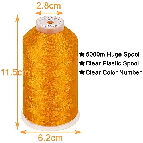 Image of New brothread - Single Huge Spool 5000M Each Polyester Embroidery Machine Thread 40WT for Commercial and Domestic Machines - Orange