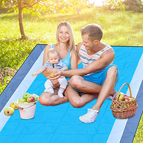 BMHNOONE Sand Free Beach Blanket, Oversize Sand Free Beach mat 82\"x79\",Portable Outdoor Beach Blanket for Beaches,Camping,Hiking and Picnic- Lightweight Quick Drying Heat Resistant - Thumbnail 2