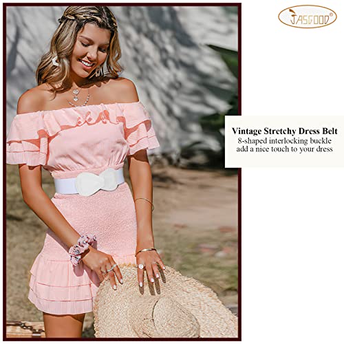 JASGOOD Women Stretchy Belts for Dress Vintage Wide Elastic Waist Belts2