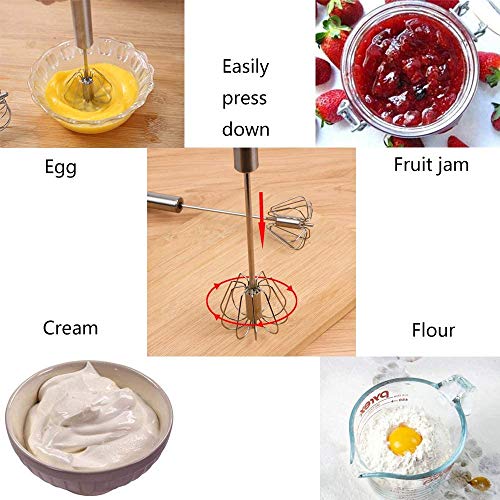 Image of YANCI Stainless Steel Semi-Automatic Hand Push Mixer Stirrer Whisk Blender for Egg Beater Cream Whipper Kitchen Utensil for Blending, Whisking, Beating & Stirring, 25 x 6 cm, Silver, 1 Piece