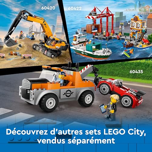 LEGO City La Grue de Chantier Mobile Jaune - Set de Construction - Cadeau Créatif pour Garçons et Filles dès 9 Ans - Flèche Télescopique et 4 Minifigurines d’Ouvriers pour Le Jeu de Rôle 60409
