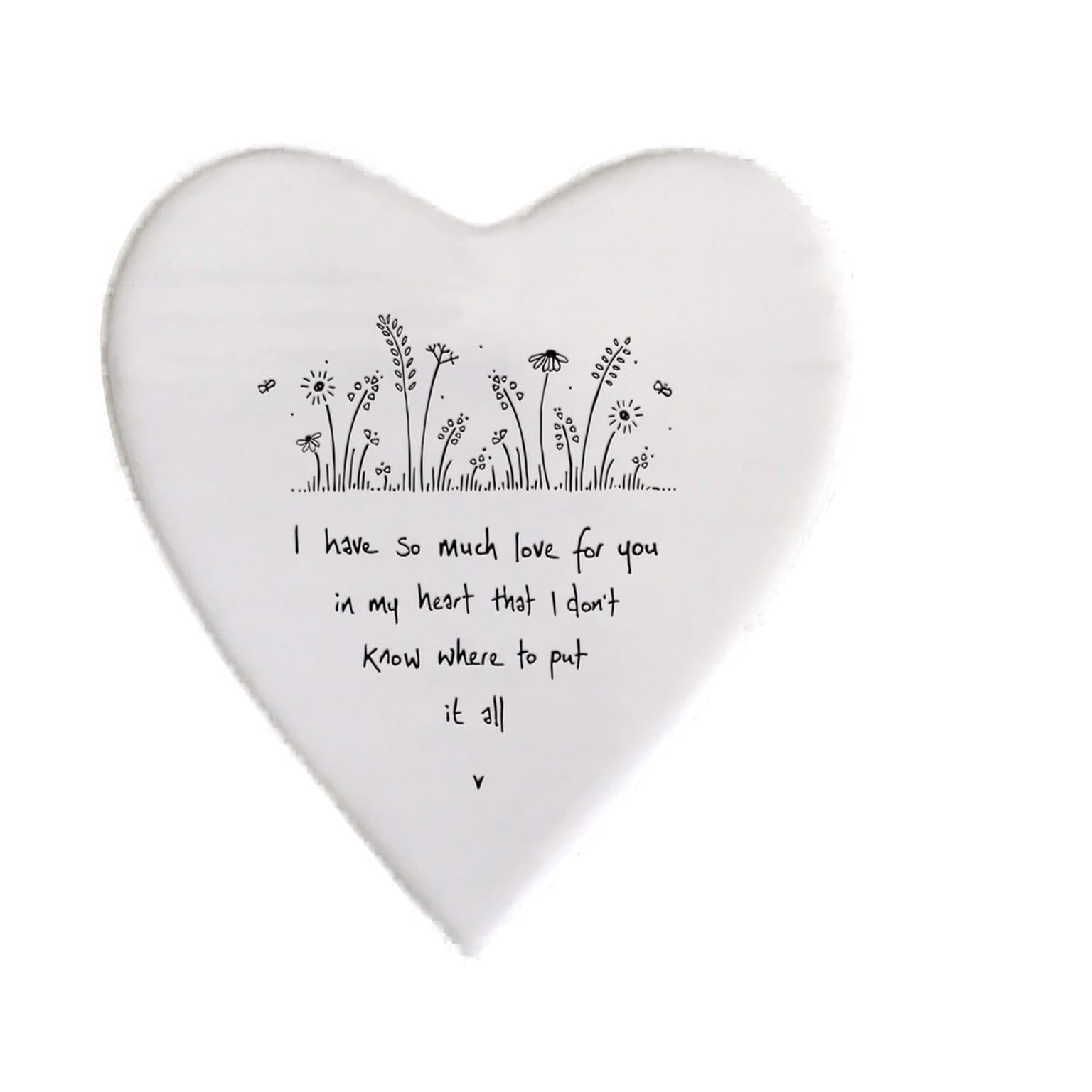 East Of India White Heart Coaster-"So Much Love For You" Porcelain Coaster Gift