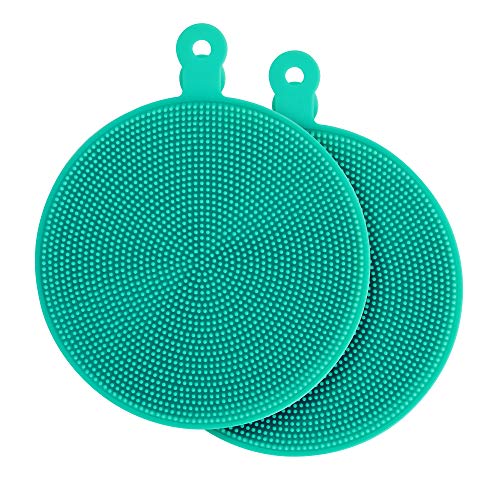 ELFRhino Bath Sponge 2 in 1 Silicone Shower Brush Natural Bristle Massager Brush Gentle Scrub Skin Exfoliation For Face and Body Massage Nubs Improve Cellulite Blue