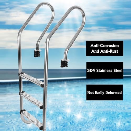 Escalera para piscina con 3 peldaños de acero inoxidable miniatura 5