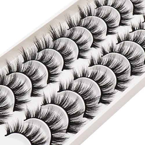 Veleasha Lashes Fluffy Wispy Faux Mink Eyelashes Criss-Cross False Lashes 10 Pairs Pack Fake Eyelashes For Women (6D01) #TOP3