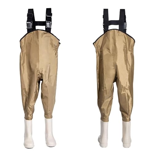 子供用ウェーダー 水遊び 撥水 誕生日 ギフト 赤ちゃん キッズ こども 砂場着 レインシューズ プレイウェア キッズ レインパンツ キッズ サロペット 砂場遊び 泥遊び パンツ 胴長 防水 防風 防汚 滑り止め 砂浜 貝拾い (khaki, 36)
