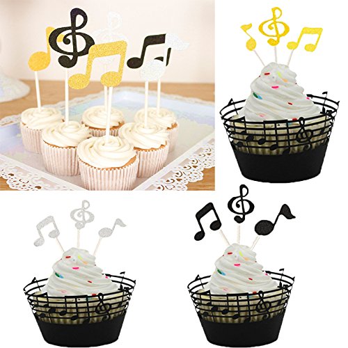 (Set Of 60)Music Notes Cupcake Topper Music Notes Cupcake Wrappers Lace Muffin Case Cupcake Paper Liner,Music Notes Decorations Party Supplies Birthday Cake Decorating Tools Baby Showers Party #TOP5