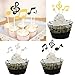 (Set of 60) Music Notes Cupcake Topper Music Notes Cupcake Wrappers Lace Muffin Case Cupcake Paper Liner,Music Notes Decorations Party Supplies Birthday Cake Decorating Tools Baby Showers Party