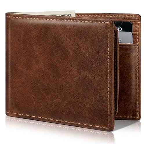 Image of Artpaxy Mens Wallet Bifold Genuine Leather RFID Blocking Wallet for Men with 2 ID Windows 12 Card Holders 2 cash pockets 1 Gift Box