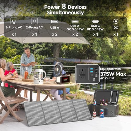 MARBERO Portable Solar Generator 300W Portable Power Station with 60W Foldable Solar Panel Included 237Wh Solar Power Bank with AC Outlet 110V Pure Sine Wave for Camping Outdoor Adventure Home Use - Image 5