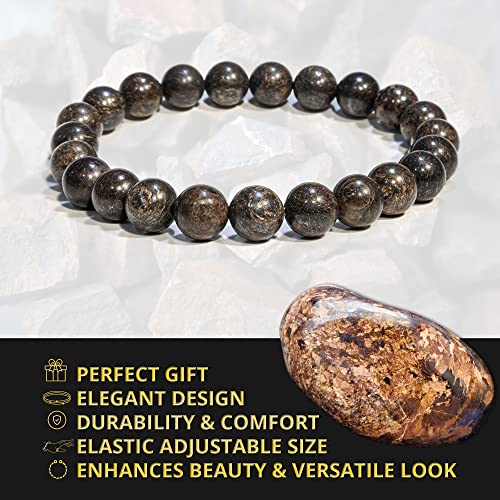 Image of ANAYA AGATE Healing Crystal Bracelet for Women and Men - 8mm Round Beaded Bracelet for Men and Women - Unisex Stretchy Gemstone Bracelet for Healing and Protection