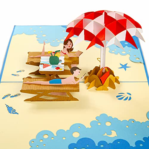 CUTE POPUP Anniversary Card for Couple Wife Husband 3D Pop Up Beach Honeymoon Design – 1st...