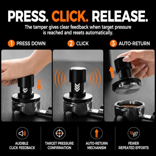Image of IKAPE 58.35MM Low-Profile Espresso Impact Tamper with Sound Feedback, 15lb /30lb Interchangeable Springs, Espresso Hand Tamper with Triple-spring System, Fits Over 58mm portafilters