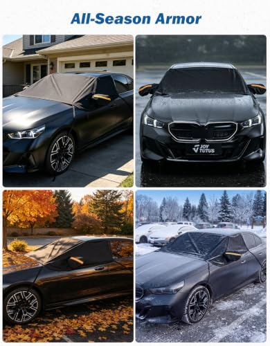 Image of JOYTUTUS Windshield Snow Cover for Sedans, 900D Heavy Duty Ice Snow Shield