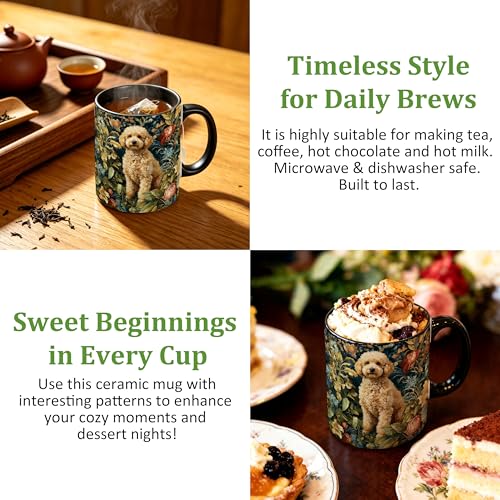 Taza de cerámica con asa 11 oz floral estilo moderno miniatura 4