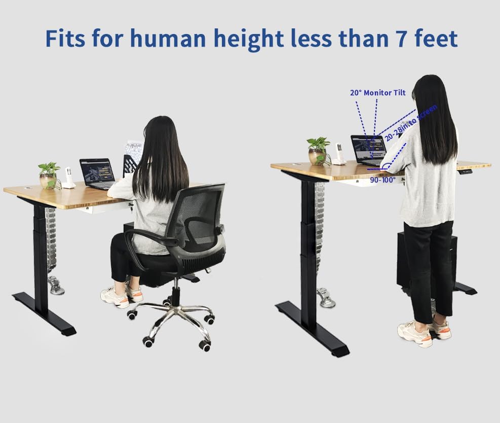 Miniatura 9 de VWINDESK VJ201-S3 - Marco de escritorio eléctrico de altura ajustable para sentarse o sentarse, solo soporte para sentarse, base de escritorio