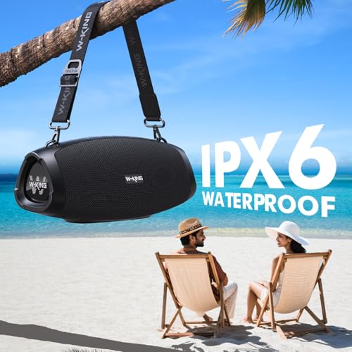 Image of W-KING Portable Bluetooth Speaker Wireless,120W Max IPX6 Waterproof Outdoor Loudest Speaker Party Boombox,Triple Passive Radiators-70W Omnidirectional Deep Bass /2 Subwoofer /42H /PowerBank /TF /AUX /Opener