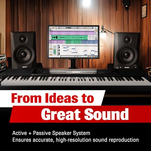 Image of Superlux 3.5 inch Powered Studio Monitor Speaker, 50W Active 2-Way Nearfield Monitor with HF /LF Trim, Balanced & Unbalanced Inputs, Wooden Cabinet for Home Studio, Mixing & Multimedia