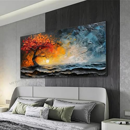 Coucher de soleil sur la mer tableau sur toile pour salon et bureau 40x80