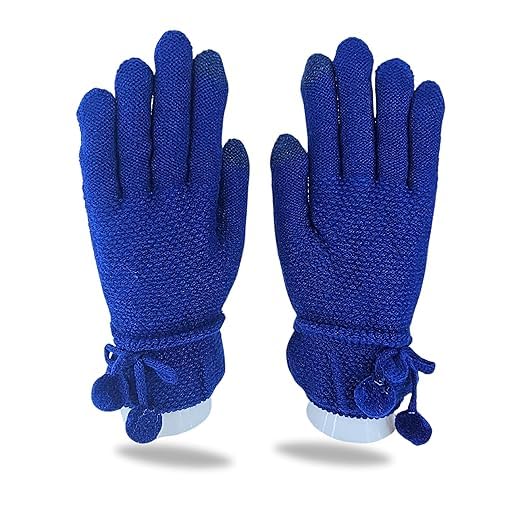Tomorrow Blue Winter Gloves for Women, Warm Knit Gloves Women, Blue Gloves for Women, Blue Wool Gloves Women, Winter Driving, Skiing, and Casual Wear (BLUE-09, Standard)-image-1