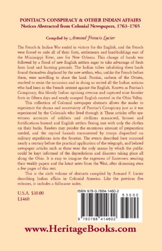 Pontiac's Conspiracy & Other Indian Affairs: Notices Abstracted From Colonial Newspapers, 1763-1765 #TOP1