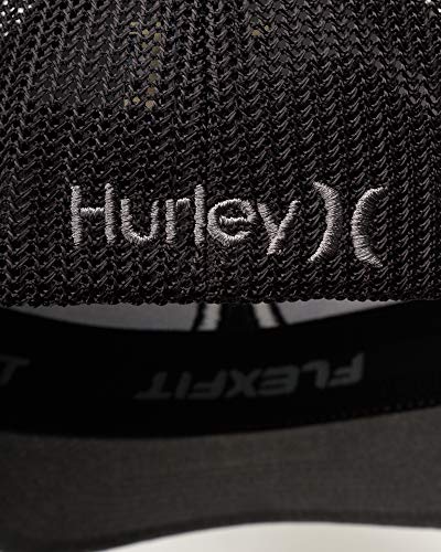 Hurley Men's Baseball Cap - Icon Textures Stretch Fitted Trucker Hat, Size S-M, Black 2 #TOP3