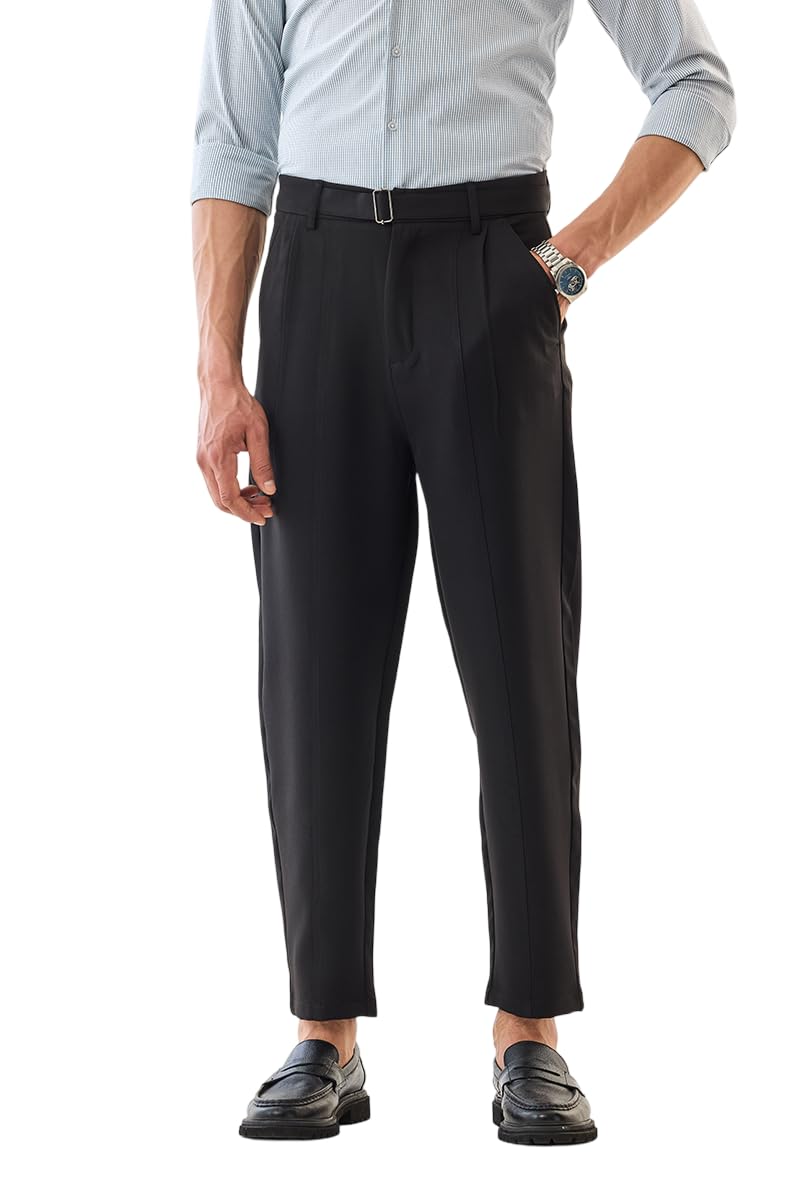 snitch Men Formal Trousers | Pleated Front Regular Fit with Smooth Texture | Premium Polyester Blend & Medium Stretch for Office & Club Wear-picture-12