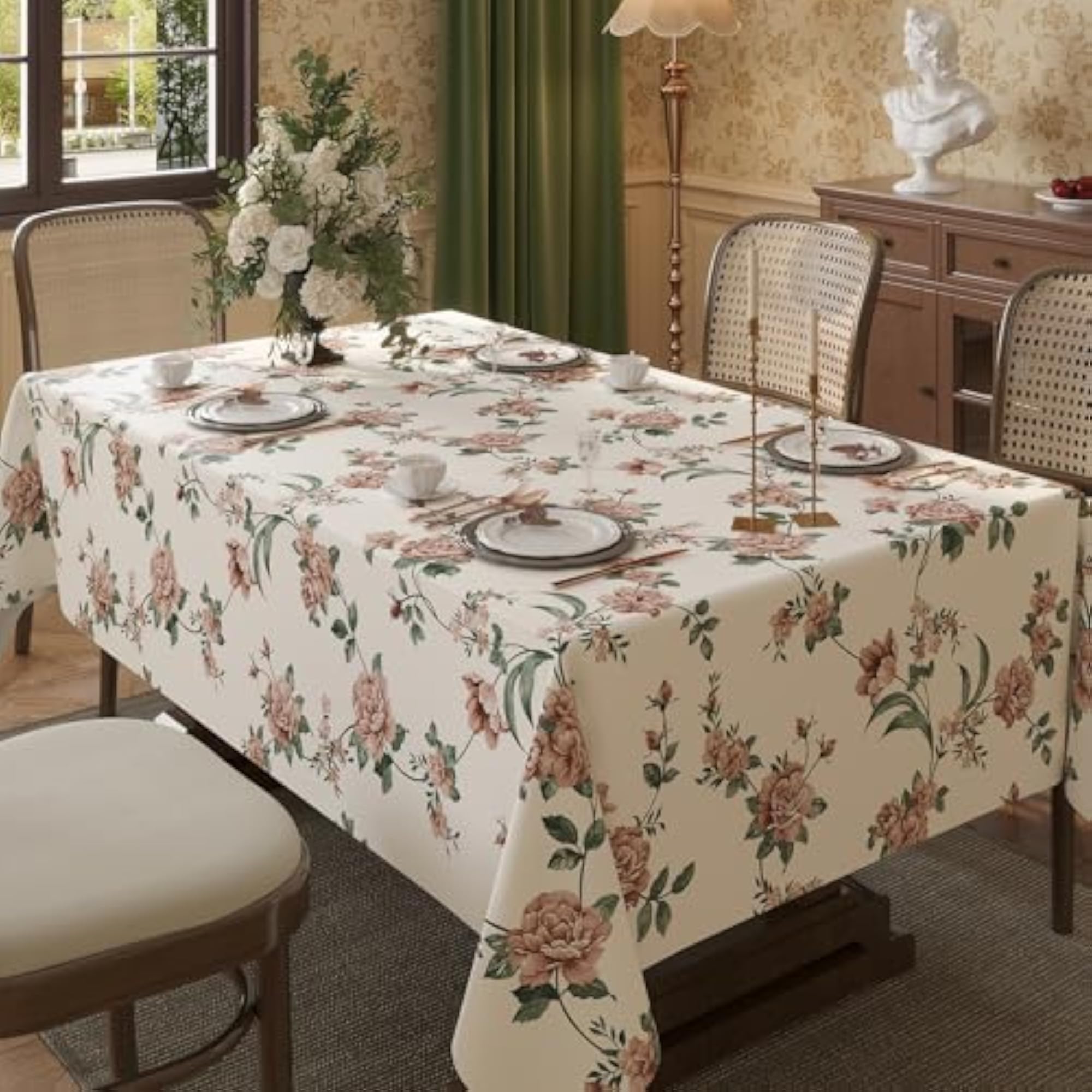Waterproof Rectangle Table Cloth, Oil Proof Vinyl Table Cover
