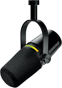 Shure MOTIV MV7+-K Podcast Microphone, Black OBS Certified Dynamic Mic, Cardioid Unidirectional, USB-C XLR Wired, Noise Removal, Streaming, YouTube Recording, Music, Live Broadcasting, Gaming, Vocal