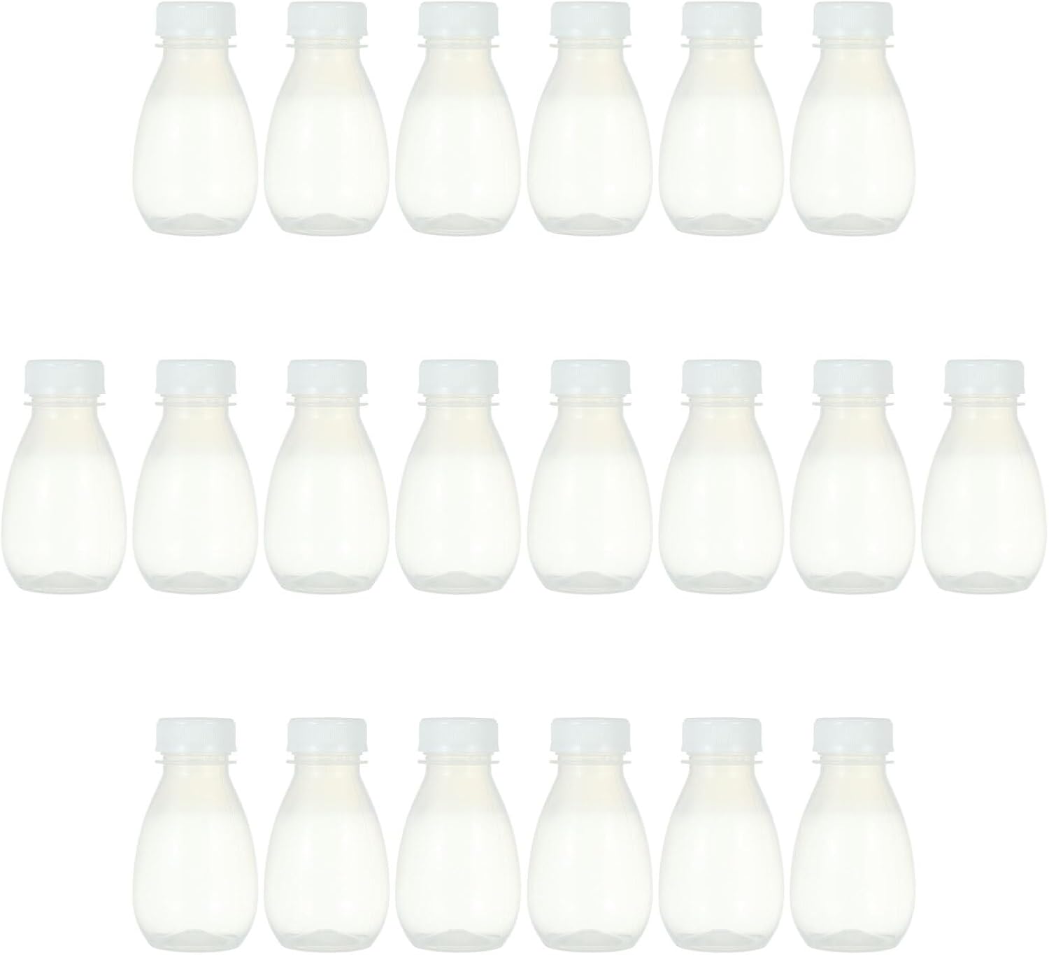 30pcs 200ml Pp High Temperature Resistant Plastic Drink Bottles with White Caps Milk Yogurt Juice Storage Containers for Kitchen and Beverage Use