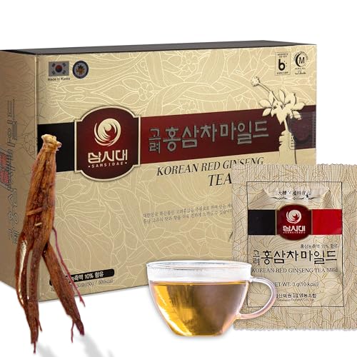 SAMSIDAE Korean Panax Red Ginseng Instant Tea Box of 50 Sachets Improves Blood Circulation Intellectual Performances and Memory stimulates Energy