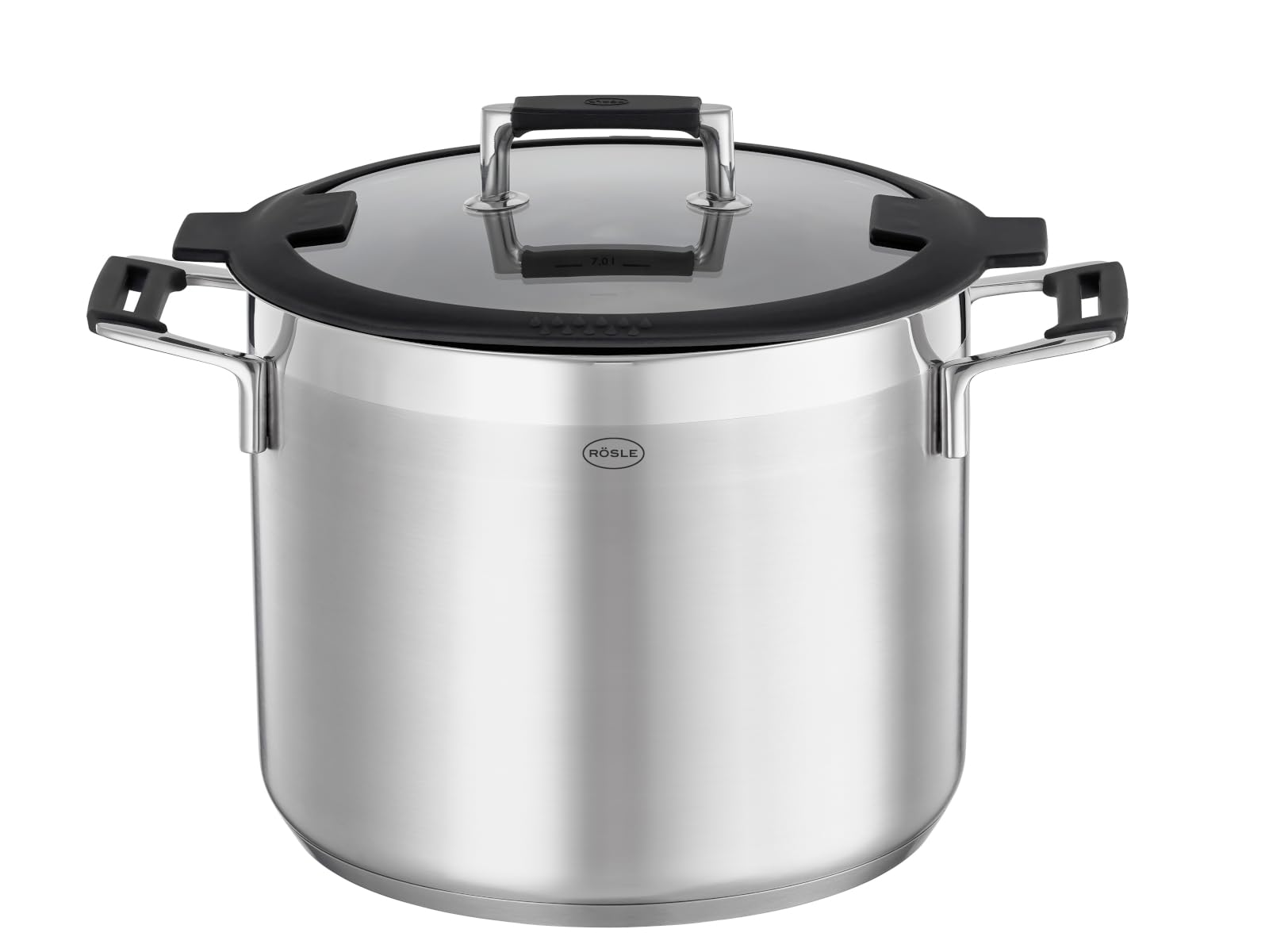 RÖSLE SILENCE PRO garnek do warzyw i zupy, uniwersalny garnek ze stali nierdzewnej 18/10, 24 cm, szklana pokrywka, skala wewnętrzna, nadaje się do kuchenek indukcyjnych, nadaje się do
