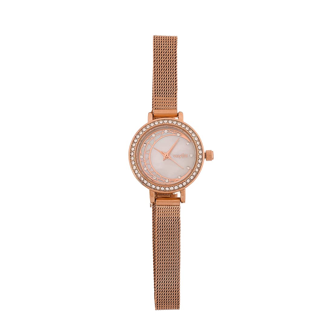 Voylla Crescent Motif Rose Gold Dial Stainless Steel Bracelet Style Straps Analogue Quartz Movement Ladies Watch for Women and Girls (B0BT81TDQK) Amazon Price History, Amazon Price Tracker