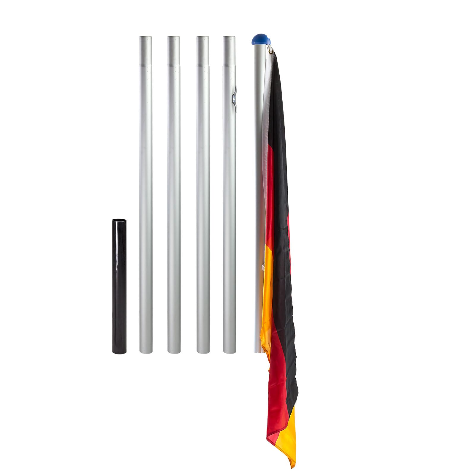 Alu Fahnenmast Flaggenmast Flaggenmasten Fahnenmasten Fahnenstange 6,10 m Berlin mit Deutschlandfahne
