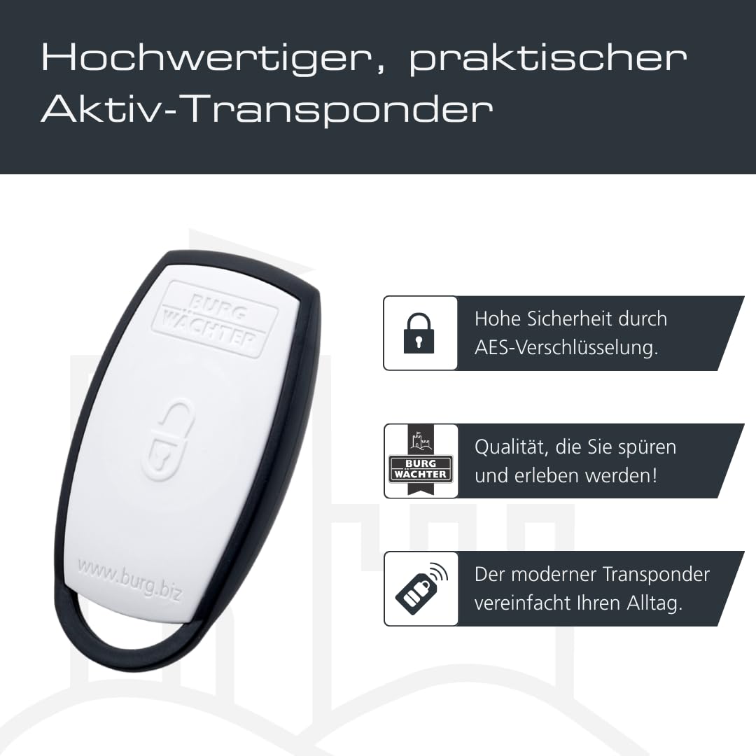 BURG-WÄCHTER Elektronischer Funkschlüssel für secuENTRY Home, Aktivtransponder für elektronische Türschlösser der secuENTRY Serie, ENTRY sE-Key 7713, Weiß/Schwarz