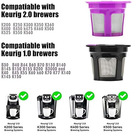 i Cafilas 6 Reusable K Coffee Capsules Compatible for Keurig K-Cafe,K-Latte,K45 Elite,K-Select,K-Compact,K-Classic,6 Keurig Reusable Cup Coffee Filter for 2.0 and 1.0 Brewers