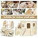 DINTSTYLE Hamster Toys 5-Piece Set ，Hamster House, Swing, Climbing Ladder, Seesaw & Exercise Wheel，Pet DIY Sport Exercise Toys Set, Small Animal Habitat Accessories ，Gerbils, Mice（Natural Wood）