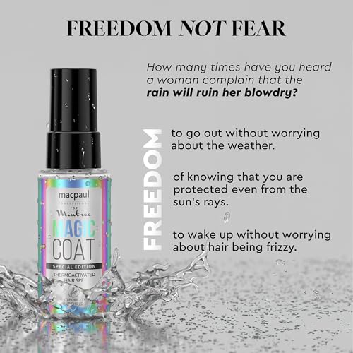 Image of Mintree Magic Coat Anti Humidity Hair Spray for Blow Dry & Styling with Anti Frizz Control, Heat & UV Protection, Adds Volume | Lightweight Non-Sticky Formula for All Hair Types | 30 ml