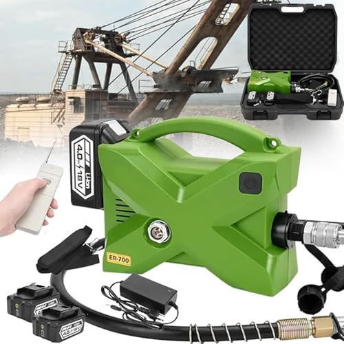 Image of LDMLAX Portable Electric Driven Hydraulic Pump, Double Acting, 70Mpa (10152Psi) Portable Hydraulic Pump, Remote Control + Strap, for Outdoor High-Altitude Working