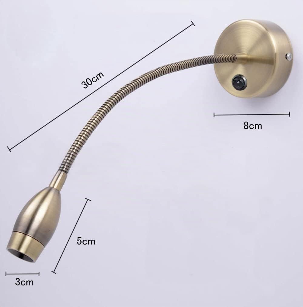 ZMH Luce di lettura a LED montata a parete Luce di lettura da comodino | montata a parete 2 Lampada a parete Lampada da comodino a collo di cigno Bronzo 3W 3000K