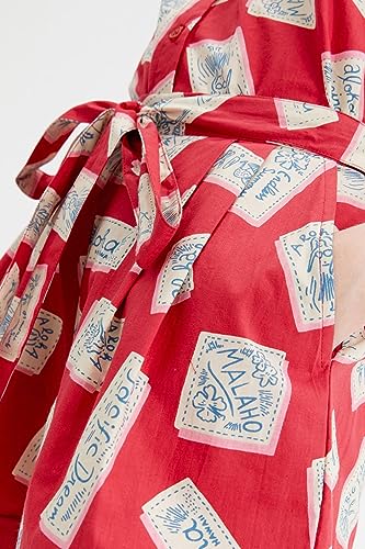 Short en popeline de coton respirant et fluide au motif géométrique unique