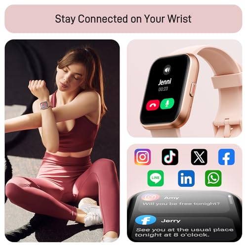 Image of Tensky Smart Watch for Women Android & iPhone, Alexa Built-in, 1.8 inch Touch Screen Fitness Tracker with Answer /Make Calls, 3ATM Waterproof Heart Rate /Sleep /SpO2 Monitor, Pedometer, 100+ Sport Modes
