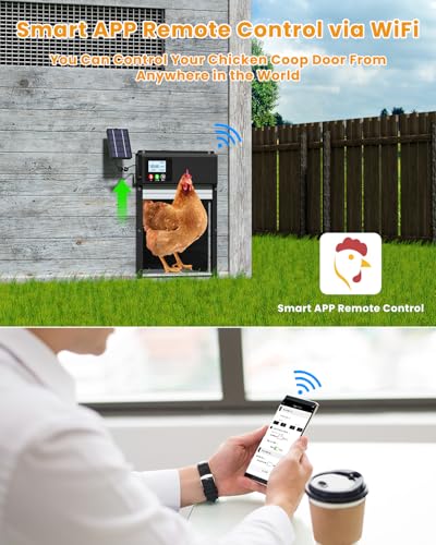 Porta de galinheiro automática com controle remoto WiFi, abridor automático de porta de galinheiro a