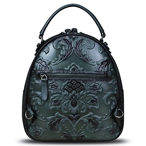 Image of IVTG Genuine Leather Backpack for Women Crossbody Shoulder Bag Vintage Rucksack Fashion Knapsack Purse Daypack Bag (Darkgray)