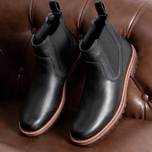 Image of Jousen Chelsea Boots Casual Slip On Ankle Waterproof Mens Boots(AMY8406 black 10.5)