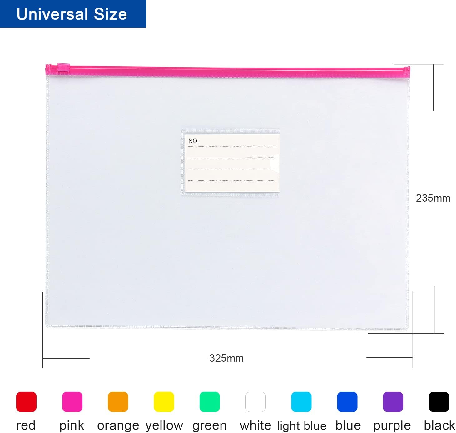Tamaki Plastic Envelopes, Poly Zip Envelopes, Plastic Envelopes, File Zipper Folders, A4 Size, Letter Size, School and Office Supplies, 10 Colors (13x9.5), Pack of 10