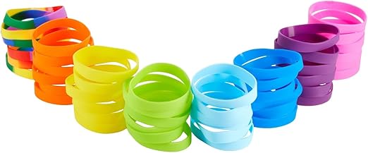 BLUE PANDA 48 Pack Multi-Colored Silicone Bracelets Bulk Set for Sports Teams, Games, Colored Wrist Bands for Sublimation, 8 Colors, 8 In - Silicone Wristbands - Kids Wristbands