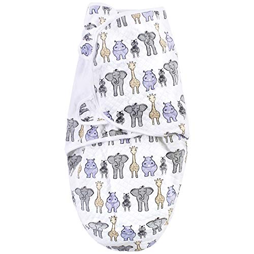 Image of Hudson Baby Unisex Baby Quilted Cotton Swaddle Wrap 3pk, Pink Safari, 0-3 Months